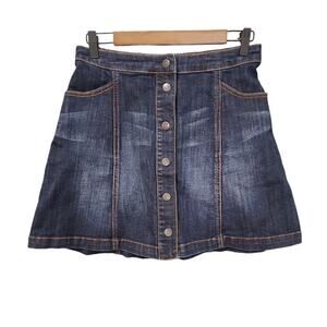 Roper Button Front Denim Mini Skirt Dark Wash Size 6